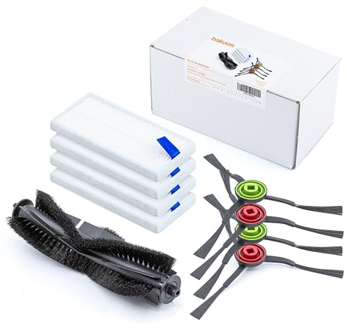 BAKUUM Pack 4 cepillos Laterales + 4 Filtros + 1 Rodillo Central para Conga 7290 Eternal y 7490 Eternal (Xtreme, Vital, MAX, Pet). Pack repuestos y Accesorios para Robot Aspirador