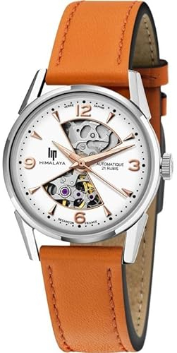 Lip Himalaya 33.5 Sablier Automatique Montre Femme Bracelet Orange 671680