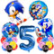Luftballons 15 Stück Zeichentrickfilm Igel Tiere Helium Ballons Groß Blaue Zahlen Folienballon 5 für Kinder Geburtstagsparty, Thema Party Dekoration Liefert