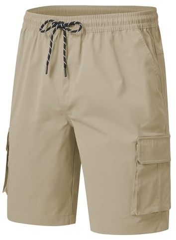 YuKaiChen Kurze Hosen Herren Cargo Shorts Chino Shorts Sommer mikroelastisches Köpergewebe Elastische Taille mit Reißverschlusstaschen