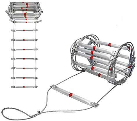 Soft Ladder Emergency Rope Ladder Fireproof Rescue Ladder,Window Ladder Fire Escape 2-6 Story Homes, Climbing Rope Ladders,Heavy Multifunctional Ladder with Carabiners/10M/32.8Ft