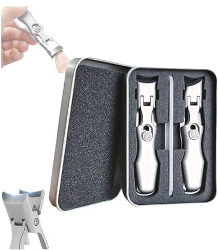 Luxgrip German Nail Clippers, Ultra Sharp Sturdy Anti Splash Stainless Steel Toe Nail Clippers, Luxgrip Nail Clippers for Seniors Thick Nails (2 Pcs)