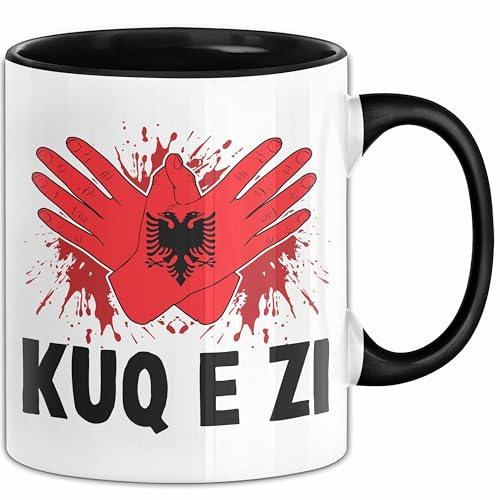 Albanische Flagge Shqip Shqiponja Albanischer Adler Albanien Tasse Geschenkidee (Schwarz)
