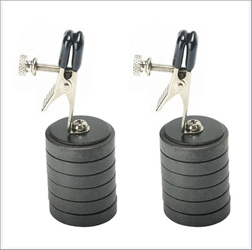 2 Stück Fetisch Nippelklemmen Gewichte Magnet Einstellbar Nipple Clamps Rostfreier Stahl Magnetisch Nippelklammern Kitzler Clip SM Sexspielzeug für Frauen,Schwarz (Black)