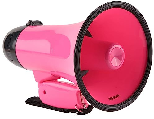 Pvczool 25 Watt Compact Speaker PA Bullhorn - with Built-in Siren, Voice Recorder, Bottle Opener,Pink