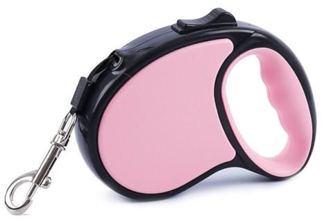 CPJJ Hundeleine Rollleine für Kleine und Mittelgroße Hunde bis 10kg, Hundeleine Ausziehbar mit Anti-Rutsch Griff, Ausziehleine mit Sicheres Bremssystem, Rosa Einziehbare Hundeleine 3m, 1 Stück