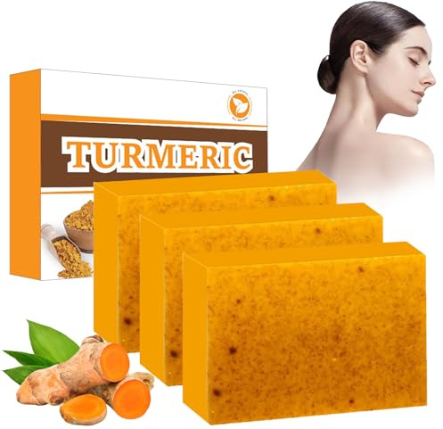 Turmeric Glow Soap - Turmeric Soap for Skin Brig_htening - Natural Tumeric Soap for Body & Face - Handmade Turmeric Soap Bar - Tumeric Soap for Dark Spots, Smooth Skin (300g (Pack of 3))