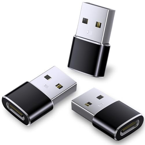 USB to USB C Adapter 3 Pack, USB to Type C Cable Converter Compatible with iPhone 15 14 13 12 Pro Airpods, Samsung Galaxy S24 S23 S22 and More
