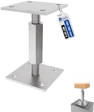 GeZu Impex Adjustable Post Support 100 x 100 mm | 140-190 mm Set of 8 | Electroplated height adjust holder elevated base