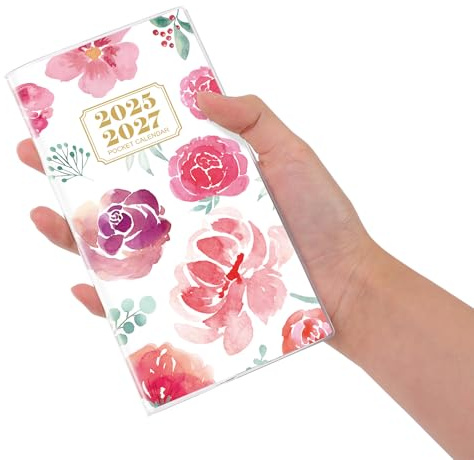 Taschenkalender 2025-2027 für Geldbörse, 2 einhalb Jahre Monatsplaner, 30 Monate, Planer klein (16,5 x 8,9 cm), Juli 2025 bis Dezember 2027, Taschenkalender zum Organisieren & Planen (Rosery)