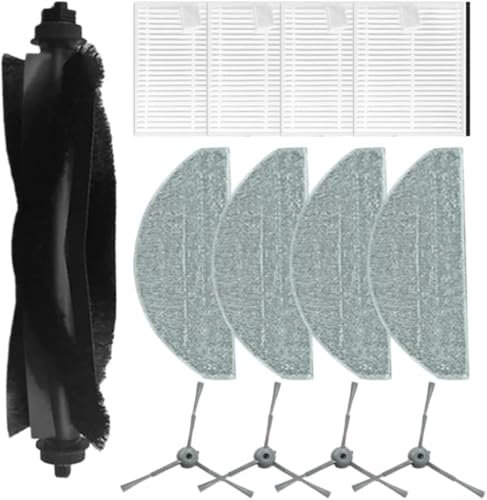 Replacement Parts for Hoover HG4 for Hoover HG4 Hydro Pro / HG4 Hydro Robot Vacuum Cleaner, Accessories 1 Main Brush, 4 HEPA Filters, 4 Mop Cloths, 4 Side Brushes