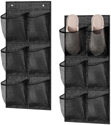 2 piezas Zapatero de puerta,6 bolsillos,Almacenamiento de zapatos colgante,Organizador de Zapatos para Puerta,Zapatero Colgante,Zapatero colgante puerta,adecuado para dormitorio,sala de estar (Negro)