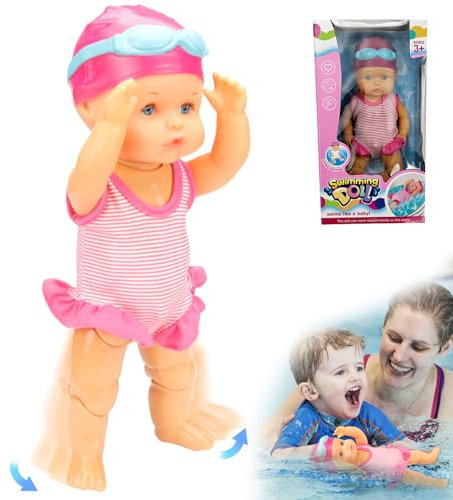 Pesoncarl Poupée bébé Natation avec Une poupée de Natation Brasse à Batterie Mobile alimentée avec Un Costume détachable bébé imperméable réaliste pour Baignoire de Piscine, Pas poupées Batterie