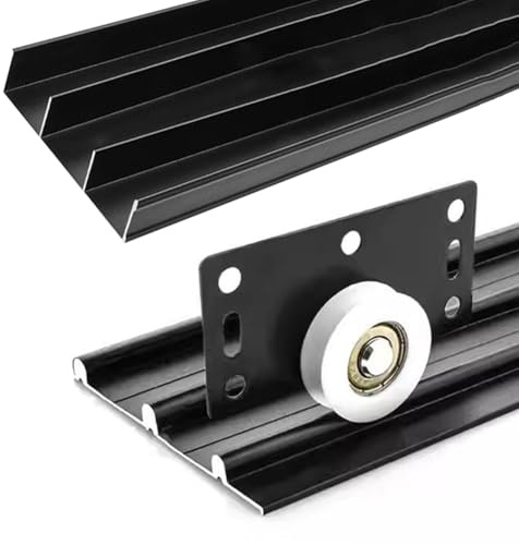 Kit de rails for portes coulissantes à trois rails for placards et portes vitrées, rails de porte dissimulés, rails supérieurs et inférieurs(300cm)