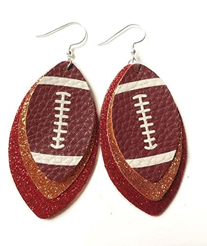TXCLTS Football PU Leather Earrings Leaf Sequins Earrings for Women Fashion Personality Jewelry Accessories