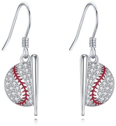 YAFEINI Baseball Ohrringe 925 Sterling Silber Baseball Ohrringe Damen Sport Schmuck für Frauen, Geschenke für Sportliebhaber