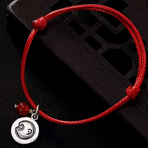 LMMSHA Feng Shui Armband, Feng Shui Achat -Wohlstandsarmband mit 12 chinesischem S990 Silber Authentisch Kristallchakra Kristall Amulett Lucky Wealth Ward Off -Armbänder für Männer Männer (Hund)