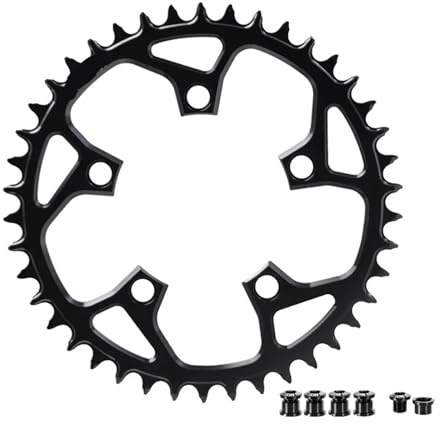 Genérico Plato de 94 BCD, 5 Tornillos, Estrecho/Ancho, 32/34/36/38/40/42/44/46 Dientes, Compatible con Cadenas Bicicleta 10/11/12 velocidades(Black 42)