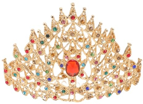 Goldene Prinzessinnenkrone mit Kamm aus Legierung für Mädchen | Vintage, Klassisch Gestaltet, für Party und Mädchengeburtstag, als Haarschmuck und Kopfzubehör