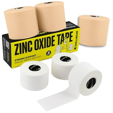 SPORTTAPE Sprunggelenk-Bandage Set – 3× Unterwrap + 3× Zinkoxid-Sporttape 3,8 cm