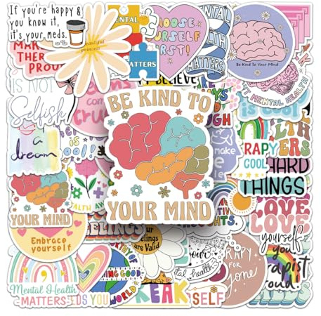 UIEXEA 50 Stück Preppy Aesthetic Stickers Pack Wasserfeste Vinyl Aufkleber Motivational Quotes für Wasserflasche, Laptop, Handy & Tagebuch