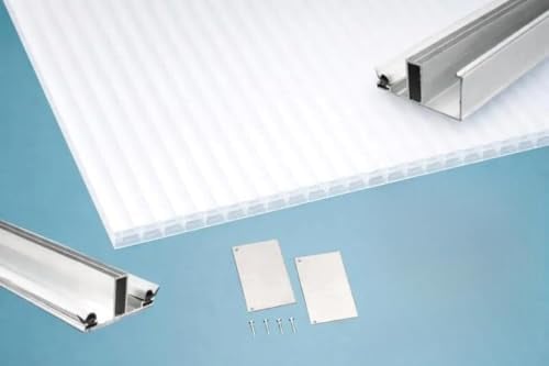 Dacheindeckung Komplettset mit Stegplatten Opal Weiß – Polycarbonat Hohlkammerplatten, UV-beständig, Witterungsbeständig & Schlagfest für Terrassenüberdachung, Carport & Gewächshaus (800x400)