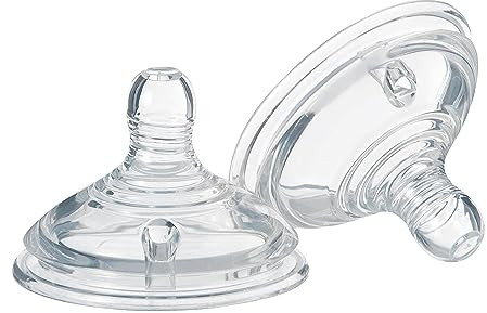 Tommee Tippee Closer to Nature Baby Bottle Teats, Breast-Like, Anti-Colic Valve, Soft Silicone, Medium-Flow, 3m+, Pack of 2