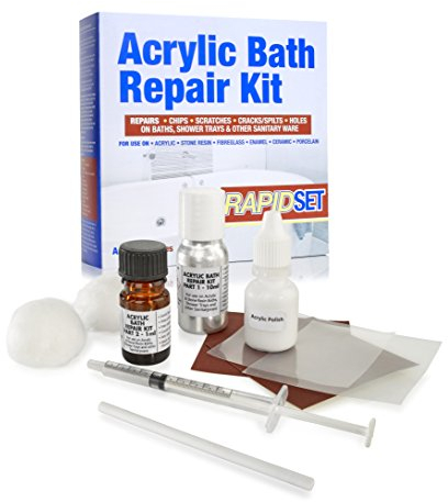 Acrylic Bath Repair Kit. Specialist White Acrylic Solution, Repairs in Hours for Repairing Chips Scratches Dents & Hairline Cracks on Acrylic Plastic, Fibreglass and Stone Resin Baths & Shower Trays