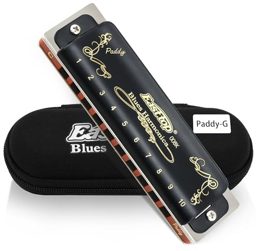 East Top Diatonic Blues Mundharmonika-Tonart von Paddy G 10 Löcher 20 Töne 008K Professional Blues Mundharmonika für Erwachsene, Profispieler und Studenten