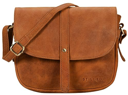 STILORD 'Kira' Umhängetasche Frauen Leder Vintage kleine Handtasche zum Ausgehen klassische Abendtasche Partytasche Freizeittasche Echtleder, Farbe:sand - braun