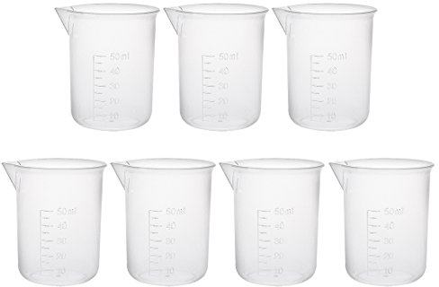 sourcingmap Measuring Cup 50ml PP Plastic Graduated Beaker Transparent for Lab Kitchen liquids 7pcs