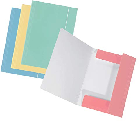 Original Falken 4er Pack Sammelmappe PastellColor. Aus extra starkem Karton mit 3 Klappen und Gummiband für DIN A4 farbig sortiert Aufbewahrungs-Zeichen-Mappe für die Schule