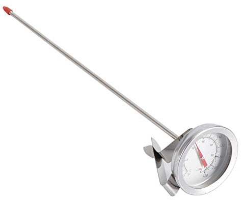 DEWIN Milk Thermometer,Metal Milk Thermometer Long Probe Dial Thermo Meter with Kettle Clip Accurate Instant Read Celsius and Fahrenheit Scale for Frothing Jug Coffee and Dairy 12.5in Length