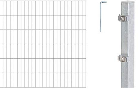 Alberts 655464 Doppelstabmattenzaun als 16 tlg. Zaun-Komplettset | verschiedene Längen und Höhen | feuerverzinkt | Höhe 120 cm | Länge 14 m