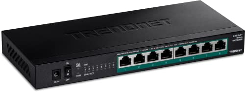 TRENDnet TPE-TG380 8-Port Unmanaged 2.5G PoE+ Switch, Fanless, Compact Desktop Design, Metal Housing, 2.5GBASE-T Ports, IEEE 802.3bz, 100W PoE Budget, Black - UK PLUG