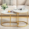 SogesHome Satztische Set 2 Couchtisch Beistelltisch Runde Nesting Tisch Set von 2 Stapeln Seite Runde Tische Goldene Farbe Nesting End Tabelle mit Marmor-Muster für Wohnzimmer Balkon Büro