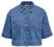 ONLY Women's Onlcleo Life Ss Crop DNM Shirt PIM Noos, Medium Blue (Medium Blue Denim), L