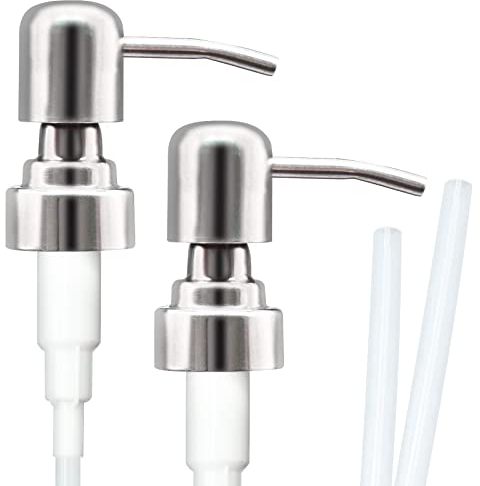 2 Stück 304 Edelstahl Seifenspender Pumpkopf mit 28mm Gewinde, Doppelpack Seifenpumpe Aufsatz als Ersatz Seifenspender Pumpe und Upcycling für Flaschen Altglas