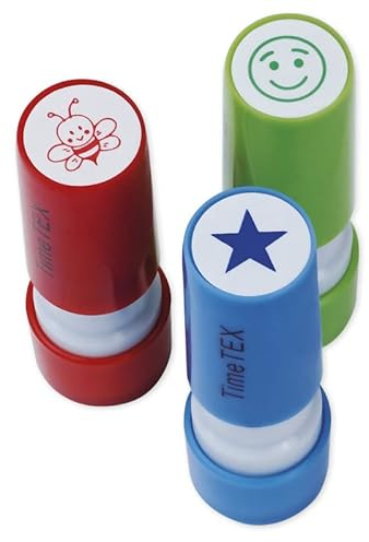 TimeTEX - Set Siebdruck-Stempel Perpetuum 3-tlg. Compact - Stern - Bienchen - Smiley - 15 mm ø - 62320