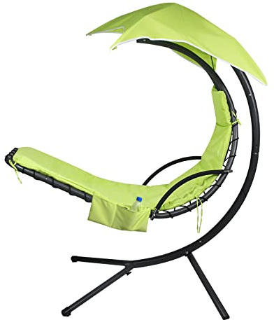 Outdoor Hanging Lounge Chair Replacement Cushion Cover and Umbrella Fabric, Made for Patio Curved Chaise Hammock Floating Swing Chair Pads, Waterproof Soft Fabric (Cushion Not Included), Green