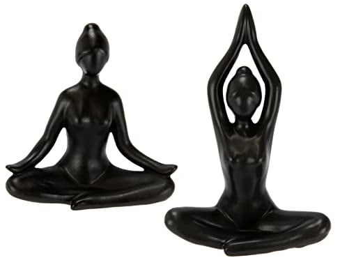 Yoga Figur Frau Meditieren Dekofigur Deko Pilates Yoga Dame Yogafigur Yogaskulptur Lady Meditation Statue Ornament Menschenfigur Dekoelement Motiv zum Dekorieren Geschenkidee Keramikfigur Geschenk