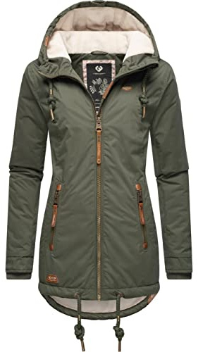 Ragwear Damen warme Winterjacke kurz wasserdicht mit Kapuze Zuzka Winter Dark Olive22 Gr. XL