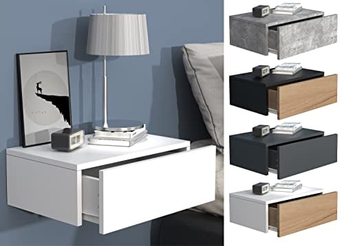 VCM Nachtschrank | Wandschublade | Wandboard | Nachttisch | Maße ca. H. 15 x B. 45 x T. 30 cm - Usal M 45 cm