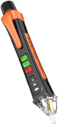 Aicevoos A1 Voltage Tester/Non-Contact Voltage Tester with Range AC 12V-1000V/48V-1000V, Live/Null Wire Tester, Electrical Tester with Flashlight, Buzzer Alarm, Wire Breakpoint Finder (Orange)