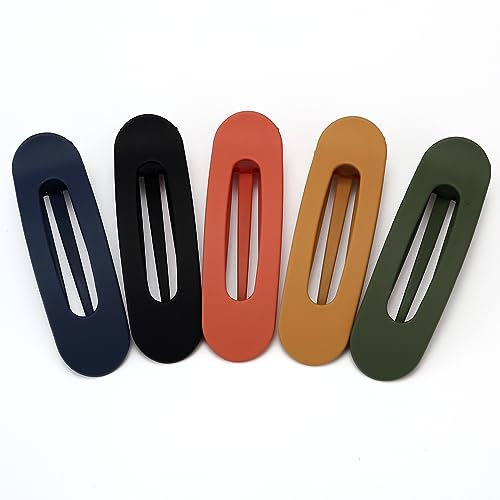 LONEEDY Lot de 5 grandes pinces à cheveux crocodiles en plastique pour femme, pinces à cheveux classiques mates pour filles, cheveux épais ou fins, pinces à cheveux plates (couleur mélangée 01 (5