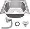 Kitchen Sink Single Bowl Stainless Steel with Strainer & Drainer Waste Plumbing Pipes Undermount Drop-in Installation Inset
