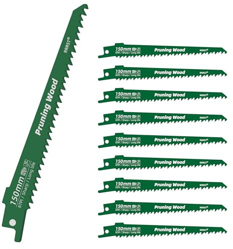 10x Lame per Sega a Sciabola 150mm, 6TPI per Potatura Alberi, Legno Verde, Duro e Grezzo - Facile e Durevole