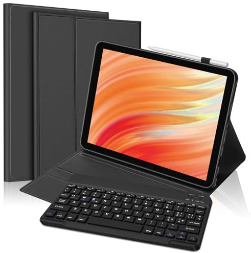 Custodia con Tastiera Qwerty Italiana per Fire Kindle HD 10 10.1, Tastiera Bluetooth Magnetica Staccabile, Compatibile con Fire HD 10, Ergonomica Design Sottile Slim Cover, Con Slot per Pencil, Nero