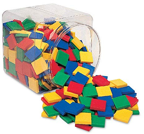 Learning Resources Square Color Tiles, Counting, Sorting Toy, Set of 400 in 6 Colors, Ages 4+