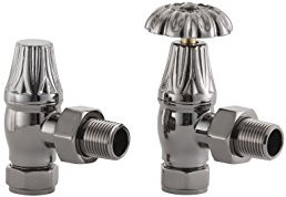 UK-10 BRN Arroll traditional Manual radiator valve & lockshield finished in Brushed nickel and ornate wheel head